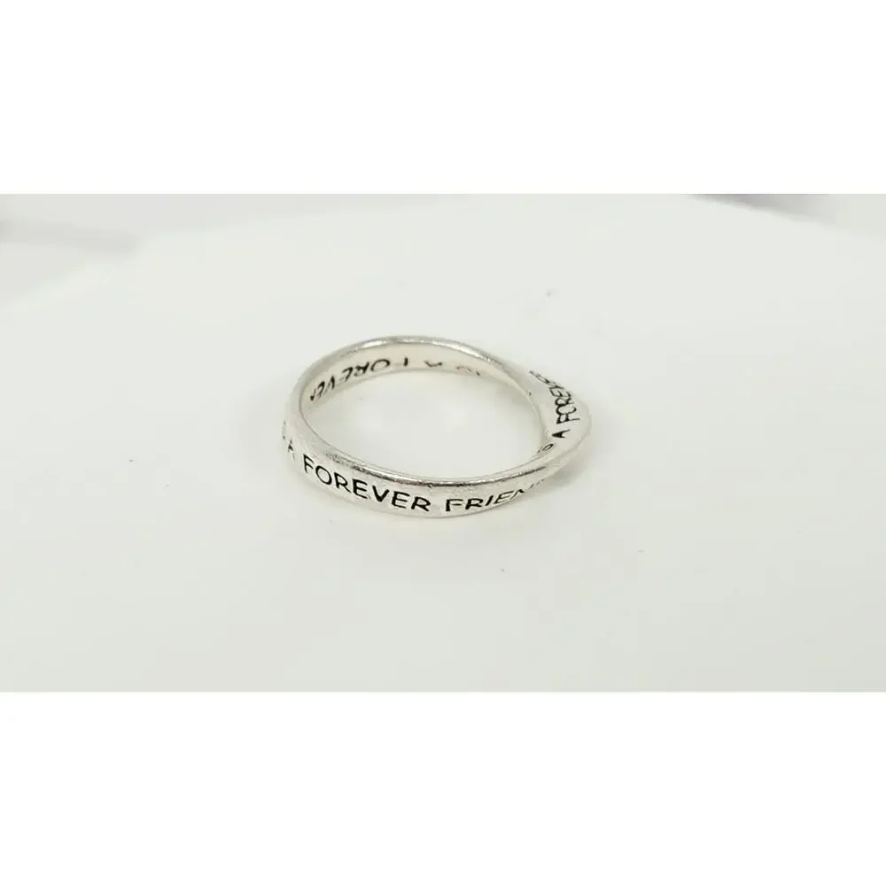 Vintage 925 Sterling Silver Möbius Infinity Sister Friend Inscribed Band Ring